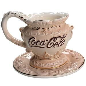 Vintage 1998 Coca Cola Cracker Barrel Victorian Ceramic Cup Saucer Collectible